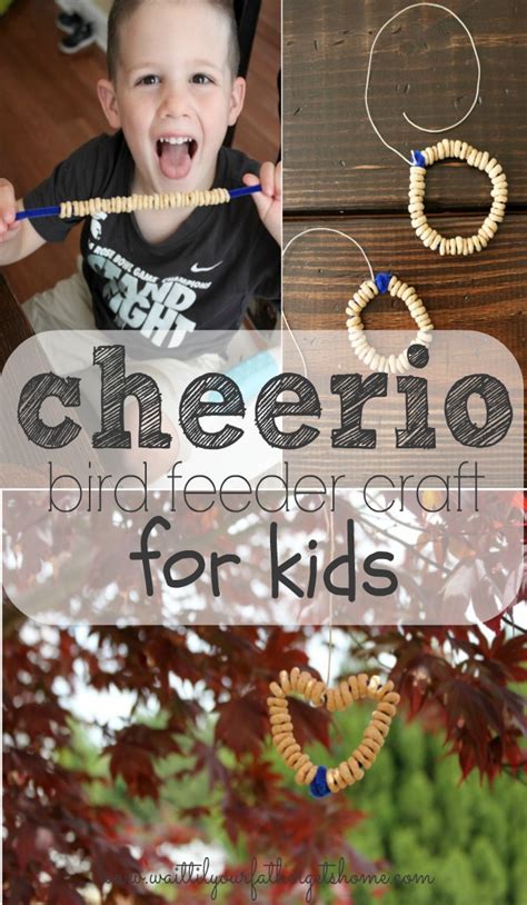 Use white acrylic paint to apply a base coat to your wooden or paper mache birdhouse. Cheerio Bird Feeder Craft for Kids - Wait Til Your Father ...
