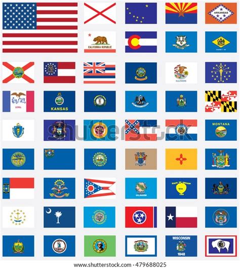 United States America States Flags Collection Stock Illustration 479688025