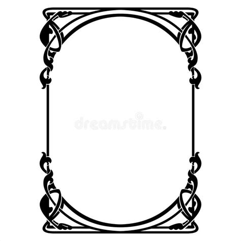 Rectangular Decorative Frame With Art Nouveau Ornament Stock Vector