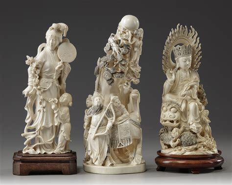 Three Chinese Ivory Carvings Oaa