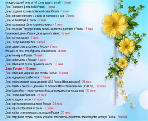 Какие праздники в июне: календарь международных, государственных и