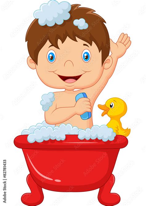 Cartoon Child Taking A Bath Stock Vector Adobe Stock