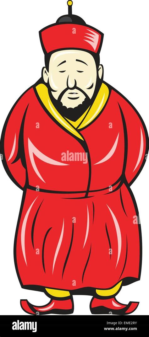 Chinese Asian Man Wearing Robe Cartoon Stock Vector Image And Art Alamy