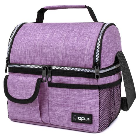 Opux Insulated Dual Compartment Lunch Bag For Women Double Deck