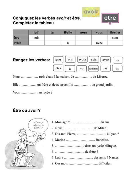 Avoir Etre Ficha Interactiva Teaching French French Worksheets