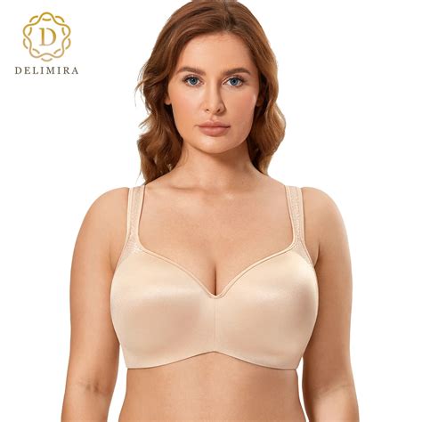 Delimira Womens Jacquard Balconette Bra Plus Size Seamless Smooth Push