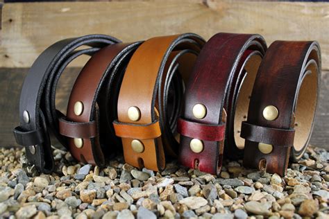 Mens Full Grain Leather Snap On Belt For Your New Belt Buckle Metal