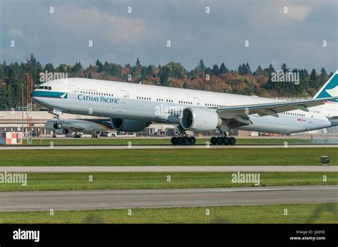 Cathay Pacific Boeing 777 Landing At Vancouver International Airport