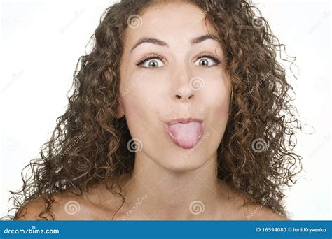 Woman Sticking Her Tongue Out Stock Photo Image