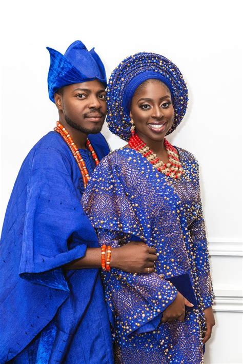 Complete Nigerian Wedding Couples Attire Bride Groom Full Aso Oke Set