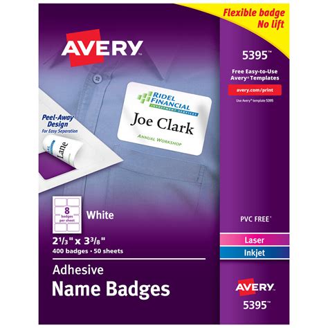 Avery 5395 2 38 X 3 38 White Flexible Self Adhesive Laser Inkjet