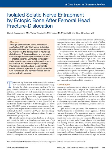 Pdf Isolated Sciatic Nerve Entrapment By Ectopic Bone After Femoral