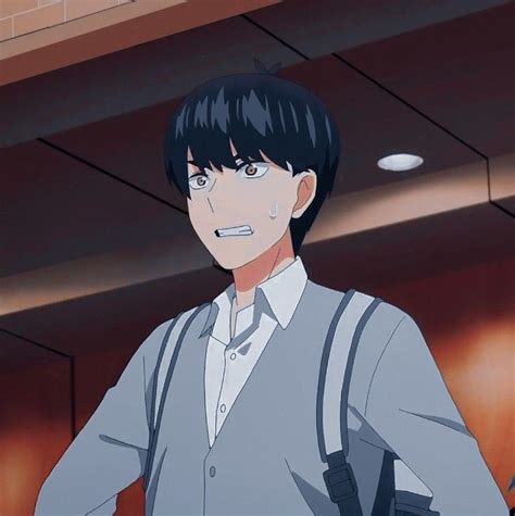 An Anime Character With Black Hair Wearing A Gray Shirt And Suspenders