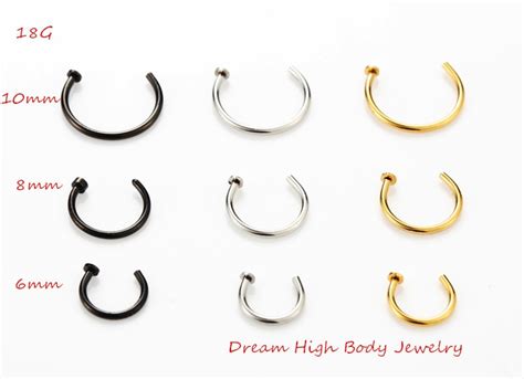 Medical Titanium Nose Hoop Nose Rings Body Piercing Jewelry Steel Black Gold Rainbow G G