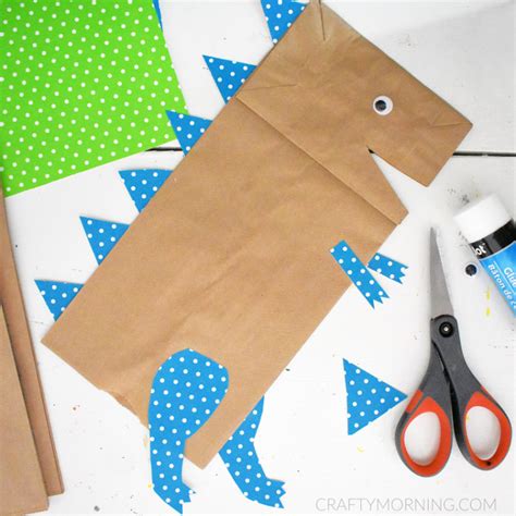 Paper Bag Dinosaur Craft With Printable Template Crafty Morning