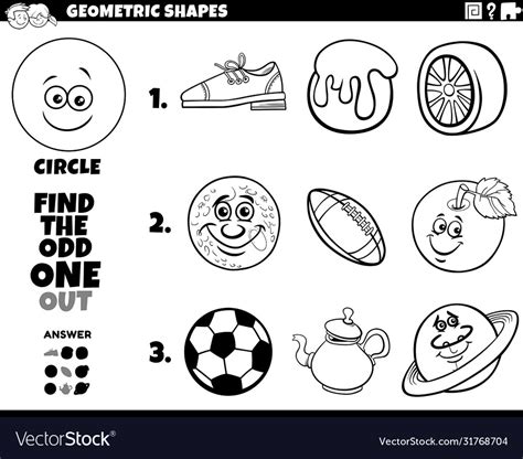 Circle Shape Objects Educational Game For Kids Vector Image