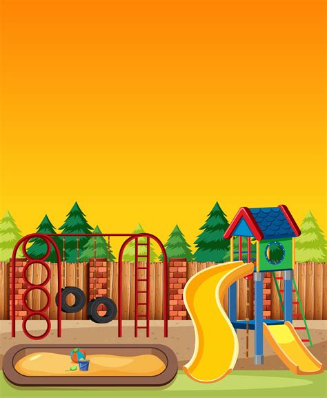 Kids Playground In The Park Cartoon Style 1361086 Vector Art At Vecteezy