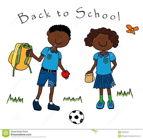 Couple Of Black Kids Going To School Stock Images Image