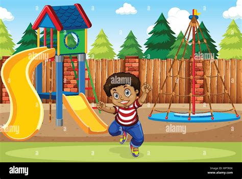 Young Boy In Playground Illustration Stock Vector Image And Art Alamy