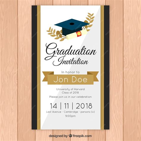 Premium Vector Elegant Graduation Invitation Template With Golden Style