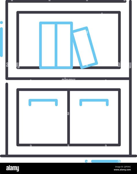 File Cabinet Line Icon Outline Symbol Vector Illustration Concept