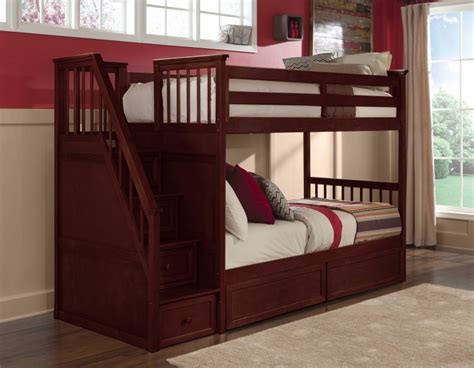 Templeton Twin Over Twin Stair Bunk In Cherry Kids Furniture In Los