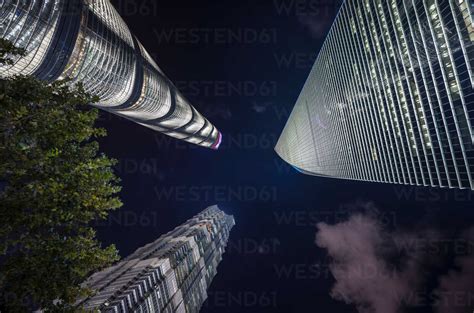 Jin Mao Tower Shanghai Tower Shanghai World Financial Centre At Night
