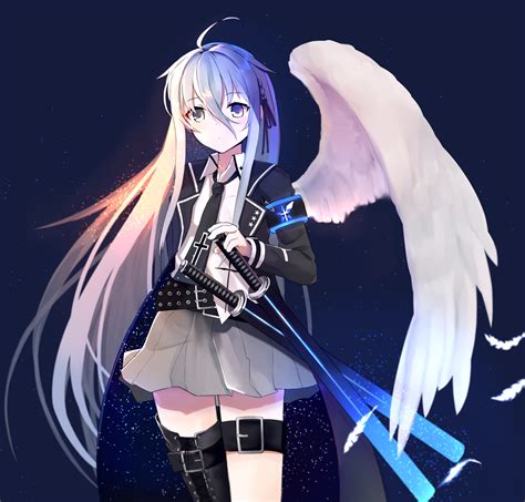 Wallpaper Long Hair Weapon Wings Thigh Highs 1960x1874 Elinex