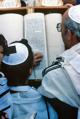 Israel Jerusalem Sephardic Jewish Boy Reading The Torah At His Bar