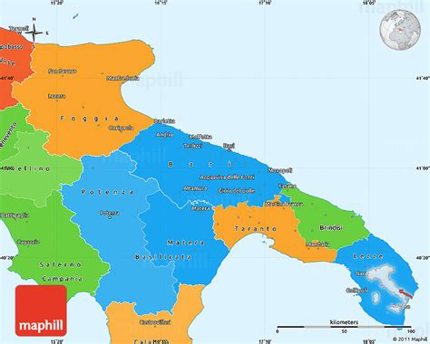 Political Simple Map Of Puglia Political Shades Outside