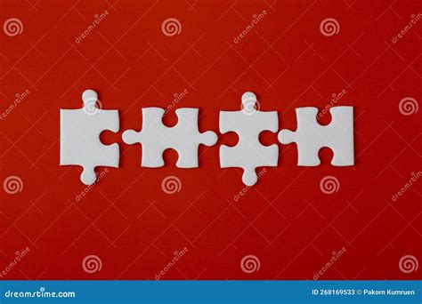 White Puzzle Pieces On A Red Background Stock Image Image Of Business
