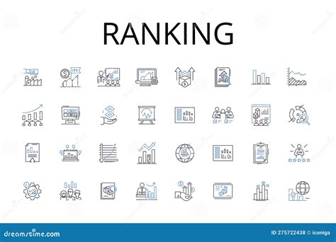 Ranking Line Icons Collection Evaluation Grading Scoring Rating Classifying Ordering