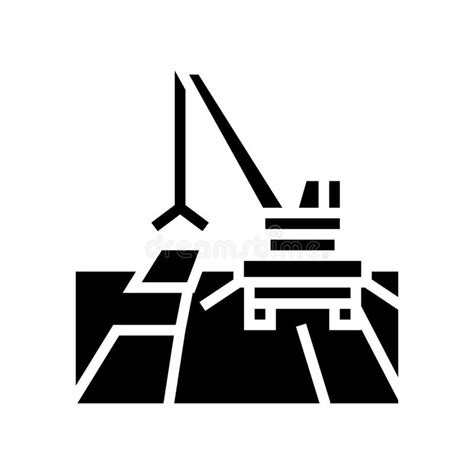 Crane Road Construction Glyph Icon Vector Illustration Stock