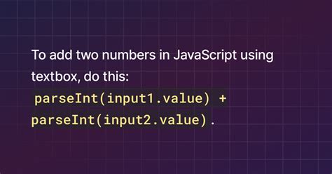 How To Add Two Numbers In Javascript Using Textbox