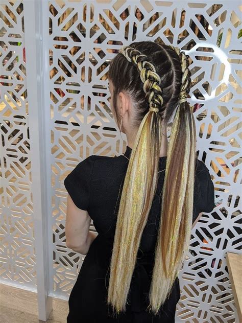 Simply apply the strands in the same way, but make sure that they're no longer than your own tresses. Dutch Braids With Glitter Extensions in 2021 | Braids for ...