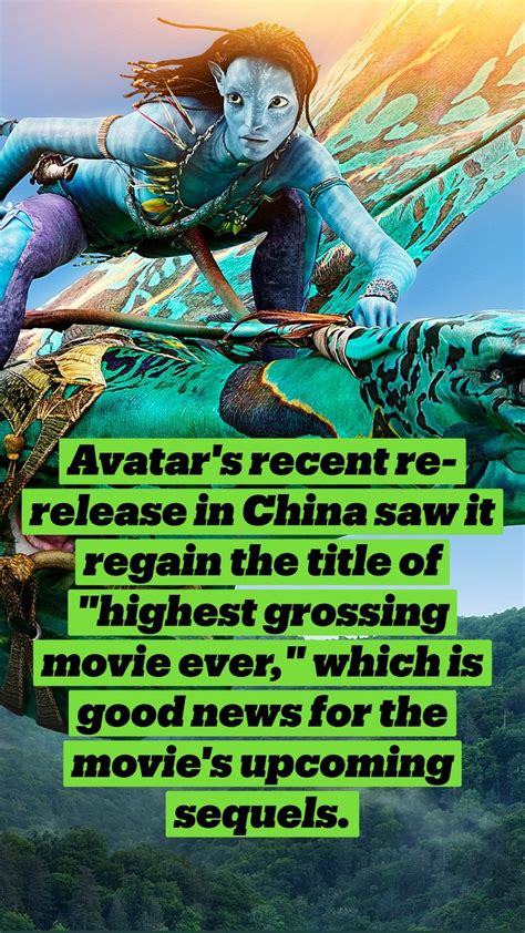 Avatar Reclaiming Its Box Office Record Is A Good Sign For James Camerons Sequels Highest