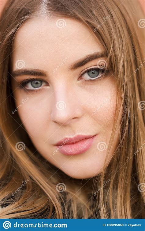 Close Up Portrait Of A Beautiful Fair Skinned Girl Natural Light Stock