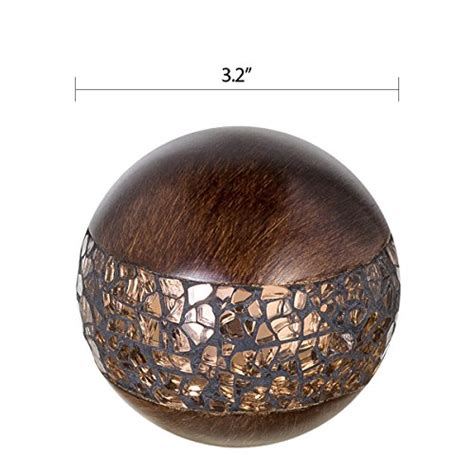 Schonwerk Walnut Decorative Orbs For Bowls And Vases Set Of 3 Resin