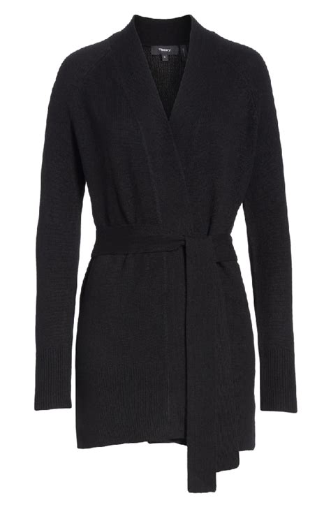 Theory Malinka Belted Cashmere Cardigan 100 Exclusive In Black Modesens