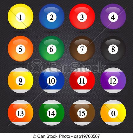 Struggling to get 8 ball pool mod apk? Colored pool balls. numbers 1 to 15. Vector illustrator ...