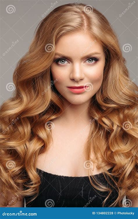 Stunning Natural Beauty With Blonde Wavy Hair Stock Photo Image Of