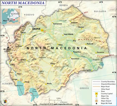 Find the right street, building, or business, view satellite maps and panoramas of city streets. What are the Key Facts of North Macedonia? - Answers