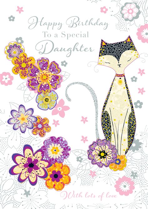 Daughter Pretty Cat Handmade Birthday Greeting Card Cards Love Kates