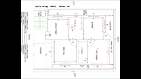North Facing 3bhk House Vastu Plan Autocad Design Pallet Workshop
