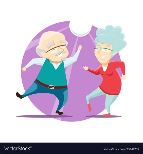 Grandma And Grandpa Have Fun And Dance At Disco Vector Image
