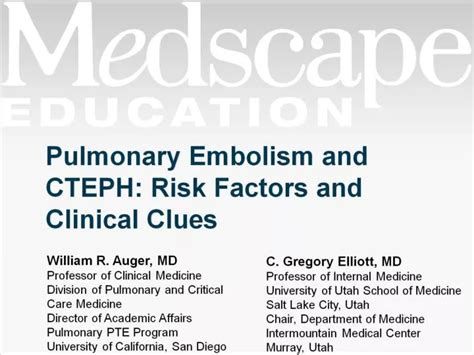 Ppt Pulmonary Embolism And Cteph Risk Factors And Clinical Clues