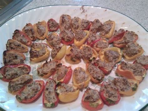Warm and cold savory appetizers that are a perfect way to start any meal or to enjoy with your favorite game or party. Mini stuffed pepper appetizers Recipe | SparkRecipes