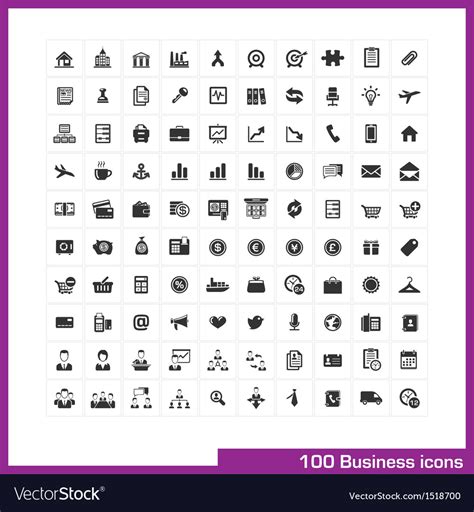 100 Business And Finance Icons Set Royalty Free Vector Image