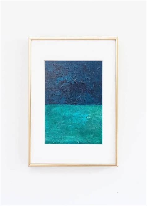 Blue Green Abstract Painting Minimalist 10 X 14 Canvas Panel Etsy
