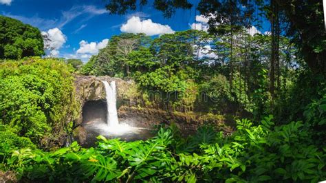 A Beautiful Hawaiian Waterfall In The Middle Of No Where Stock Image